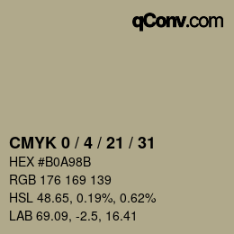 カラーコード: CMYK 0 / 4 / 21 / 31 | qconv.com