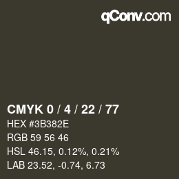 Color code: CMYK 0 / 4 / 22 / 77 | qconv.com