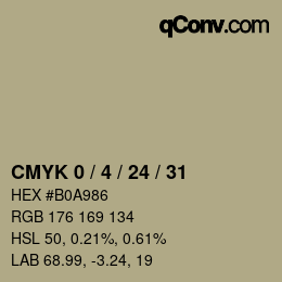 カラーコード: CMYK 0 / 4 / 24 / 31 | qconv.com