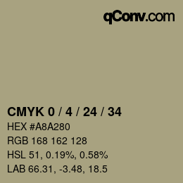 カラーコード: CMYK 0 / 4 / 24 / 34 | qconv.com