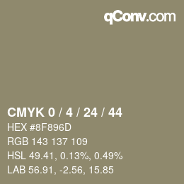 カラーコード: CMYK 0 / 4 / 24 / 44 | qconv.com