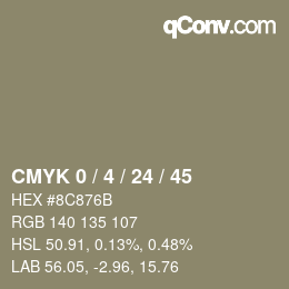 カラーコード: CMYK 0 / 4 / 24 / 45 | qconv.com