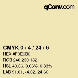 カラーコード: CMYK 0 / 4 / 24 / 6 | qconv.com