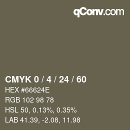 カラーコード: CMYK 0 / 4 / 24 / 60 | qconv.com