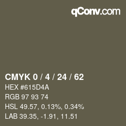 カラーコード: CMYK 0 / 4 / 24 / 62 | qconv.com