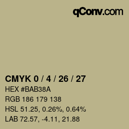 カラーコード: CMYK 0 / 4 / 26 / 27 | qconv.com