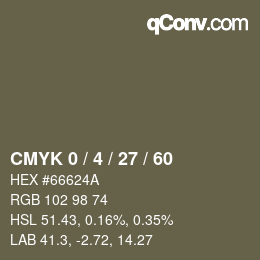 カラーコード: CMYK 0 / 4 / 27 / 60 | qconv.com