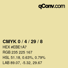 カラーコード: CMYK 0 / 4 / 29 / 8 | qconv.com