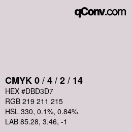 カラーコード: CMYK 0 / 4 / 2 / 14 | qconv.com
