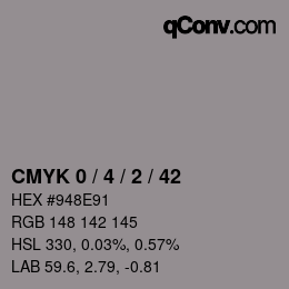 Color code: CMYK 0 / 4 / 2 / 42 | qconv.com