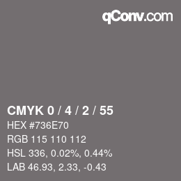 Color code: CMYK 0 / 4 / 2 / 55 | qconv.com