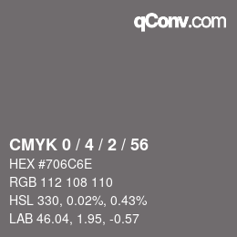 Color code: CMYK 0 / 4 / 2 / 56 | qconv.com