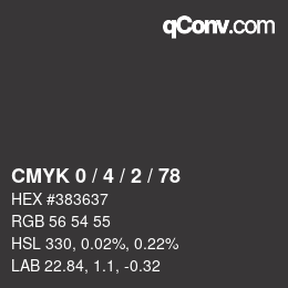 Color code: CMYK 0 / 4 / 2 / 78 | qconv.com