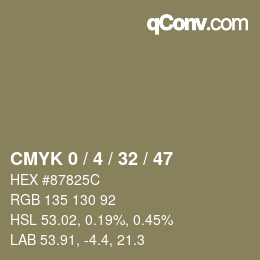Farbcode: CMYK 0 / 4 / 32 / 47 | qconv.com