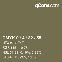 カラーコード: CMYK 0 / 4 / 32 / 55 | qconv.com