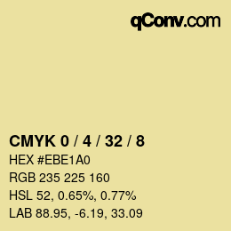 カラーコード: CMYK 0 / 4 / 32 / 8 | qconv.com
