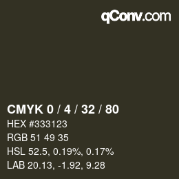 カラーコード: CMYK 0 / 4 / 32 / 80 | qconv.com