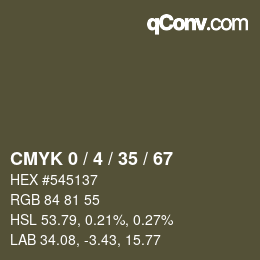 カラーコード: CMYK 0 / 4 / 35 / 67 | qconv.com