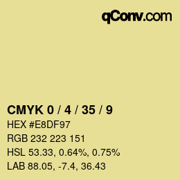 カラーコード: CMYK 0 / 4 / 35 / 9 | qconv.com