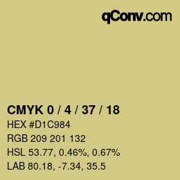 カラーコード: CMYK 0 / 4 / 37 / 18 | qconv.com