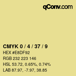 カラーコード: CMYK 0 / 4 / 37 / 9 | qconv.com