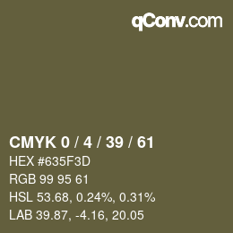 カラーコード: CMYK 0 / 4 / 39 / 61 | qconv.com