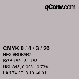 カラーコード: CMYK 0 / 4 / 3 / 26 | qconv.com
