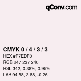 颜色代码: CMYK 0 / 4 / 3 / 3 | qconv.com