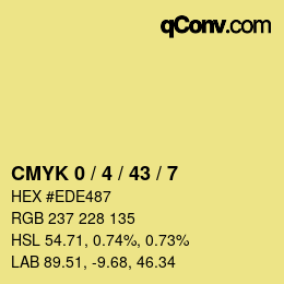 Farbcode: CMYK 0 / 4 / 43 / 7 | qconv.com