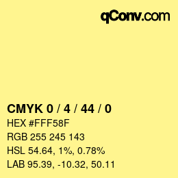 カラーコード: CMYK 0 / 4 / 44 / 0 | qconv.com