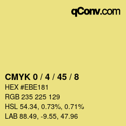 カラーコード: CMYK 0 / 4 / 45 / 8 | qconv.com