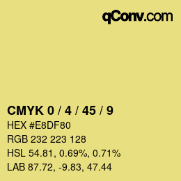 カラーコード: CMYK 0 / 4 / 45 / 9 | qconv.com