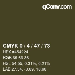 Farbcode: CMYK 0 / 4 / 47 / 73 | qconv.com