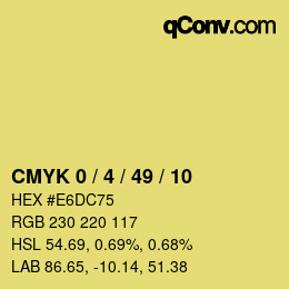 カラーコード: CMYK 0 / 4 / 49 / 10 | qconv.com