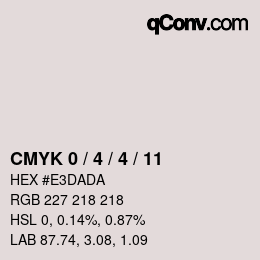 Code couleur: CMYK 0 / 4 / 4 / 11 | qconv.com