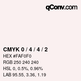 Farbcode: CMYK 0 / 4 / 4 / 2 | qconv.com
