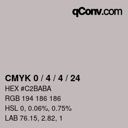 カラーコード: CMYK 0 / 4 / 4 / 24 | qconv.com