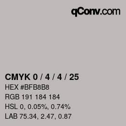 カラーコード: CMYK 0 / 4 / 4 / 25 | qconv.com