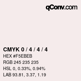 Farbcode: CMYK 0 / 4 / 4 / 4 | qconv.com