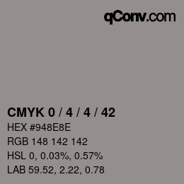 颜色代码: CMYK 0 / 4 / 4 / 42 | qconv.com