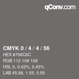 Color code: CMYK 0 / 4 / 4 / 56 | qconv.com