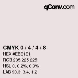 カラーコード: CMYK 0 / 4 / 4 / 8 | qconv.com