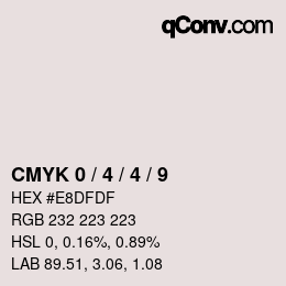 颜色代码: CMYK 0 / 4 / 4 / 9 | qconv.com