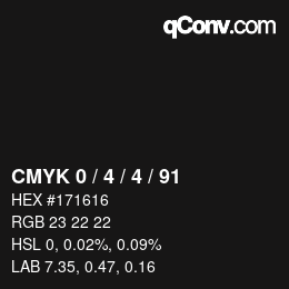 Color code: CMYK 0 / 4 / 4 / 91 | qconv.com