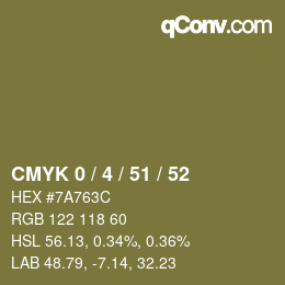 Código de color: CMYK 0 / 4 / 51 / 52 | qconv.com