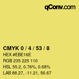 カラーコード: CMYK 0 / 4 / 53 / 8 | qconv.com