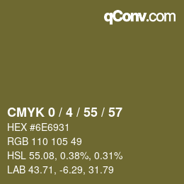 カラーコード: CMYK 0 / 4 / 55 / 57 | qconv.com