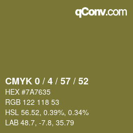 Farbcode: CMYK 0 / 4 / 57 / 52 | qconv.com
