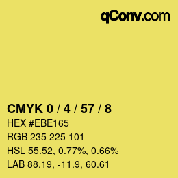 カラーコード: CMYK 0 / 4 / 57 / 8 | qconv.com