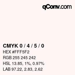 颜色代码: CMYK 0 / 4 / 5 / 0 | qconv.com